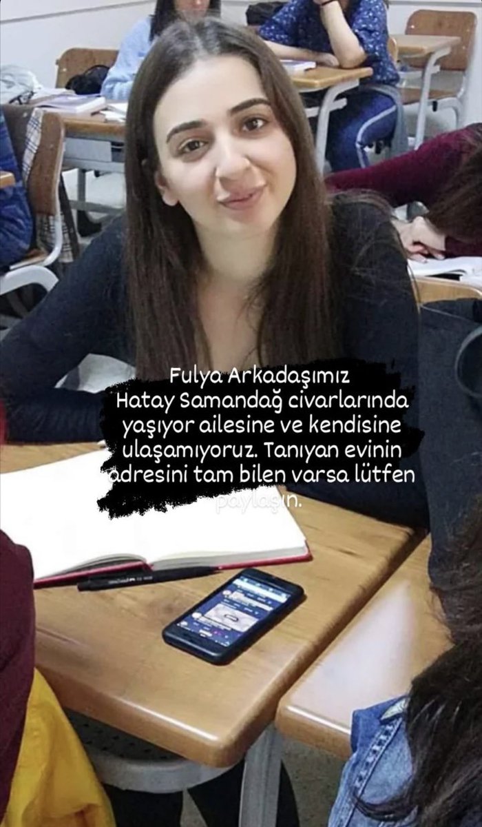 iamgamis's tweet photo. #hatayyardimbekliyor  #AFADhatay  @ahbaphatay @HatayValiligi Fulya Yıldırım arkadaşımıza dün geceden beri ulaşamıyoruz. Lütfen yardım edin. https://t.co/sZ5L5EsrBV