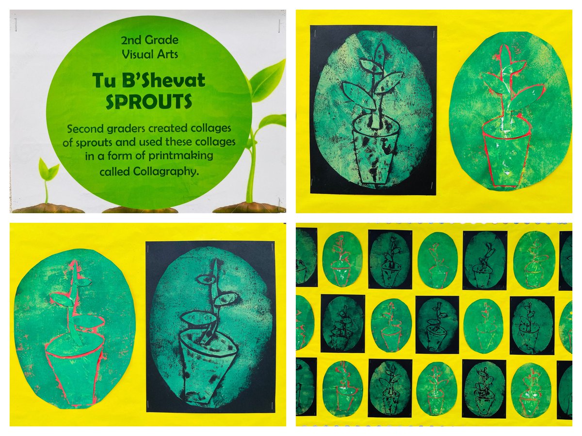 GanzVisualArt's tweet image. 2nd grade celebrates trees with these Collagraphy Sprouts! #TuBShevat #printmaking #davis2 #arted