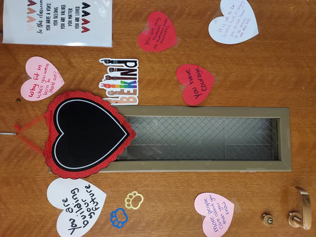 Day 6 of adding positive affirmation hearts to my classroom door for students to read. #teachertwitter #Pr1deinthePaw #highschoolteacher #PositiveVibes