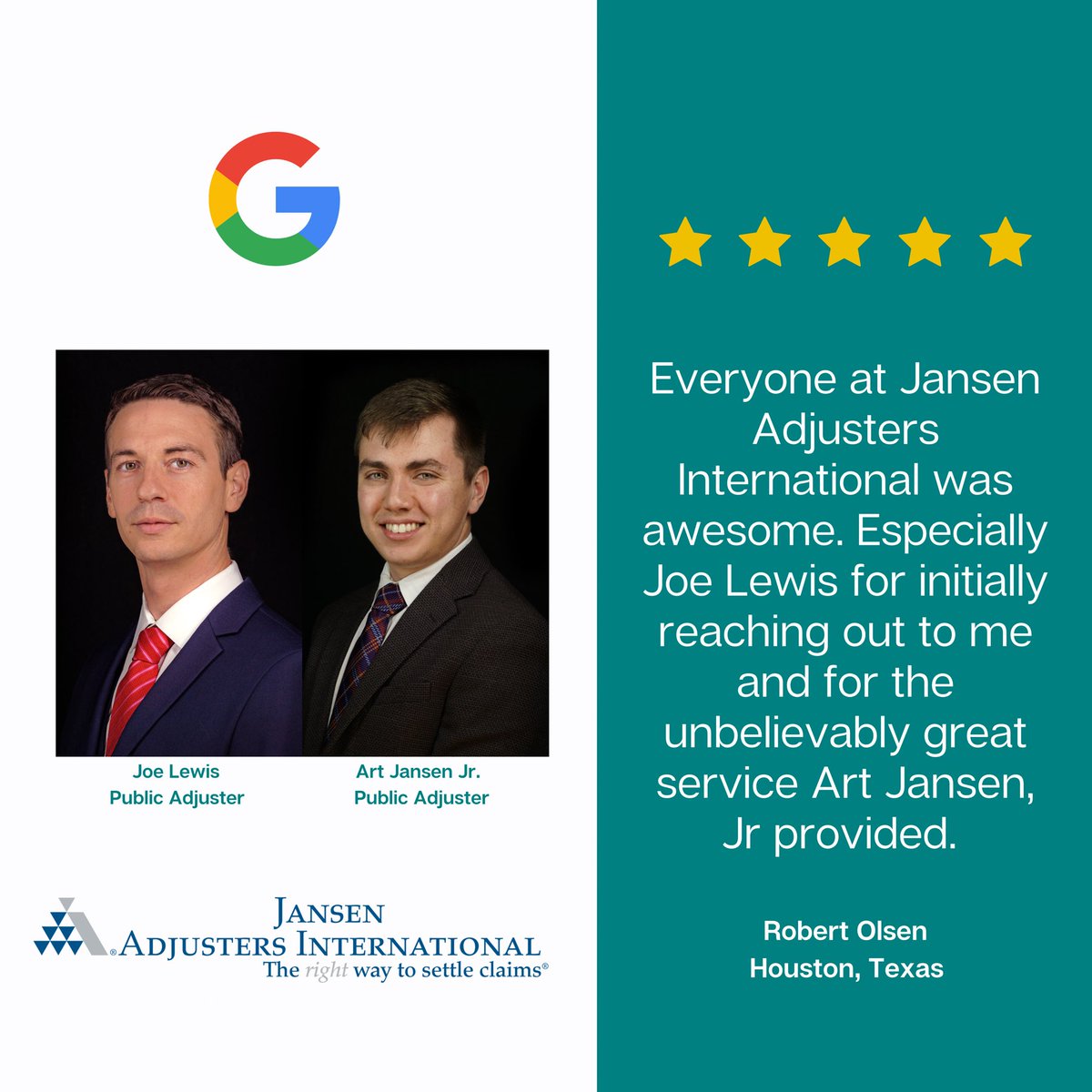 We are thankful to have another happy client who trusted us with their insurance claim.

#JansenStars #HoustonProperties