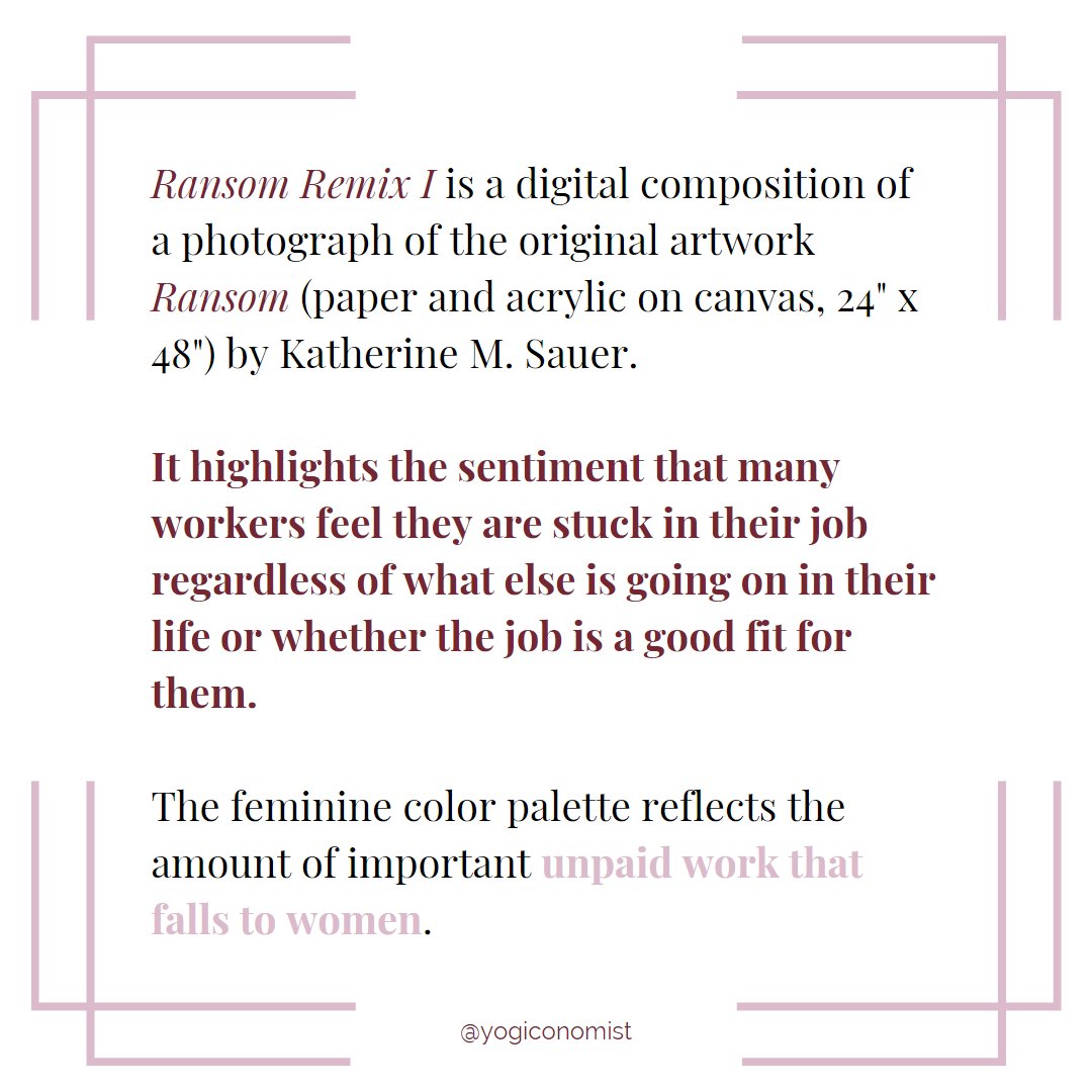 Feeling stuck in your job? Or like your unpaid care giving is undervalued? 

Last fall I created "Ransom" based on that sentiment and today I remixed it into a digital version. 

See more works at katherinesauer.com/artwork.html

#artist #universalbasicincome #economics #humancapital