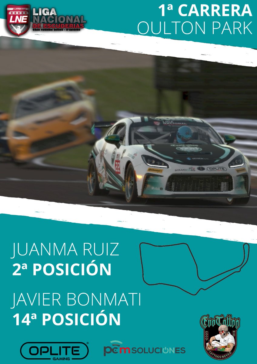 Primera carrera en segunda división de la LNE.
Comenzamos el campeonato terceros en la general
<a href="/Dany_EvoTattoo/">Dany Ramírez</a> <a href="/OpliteG/">Oplite 🇫🇷</a> <a href="/pcmancha_com/">PC Mancha</a>