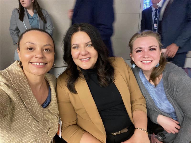 CAANevada's tweet photo. Children's Advocacy Alliance kicks off the 2023 Nevada Legislative Session in Carson City with Vanessa Dunn from Belz &amp; Case, Executive Director Holly Welborn,  and Health Policy Manager Carissa Pearce! #NVLeg https://t.co/iRoh4FdInk