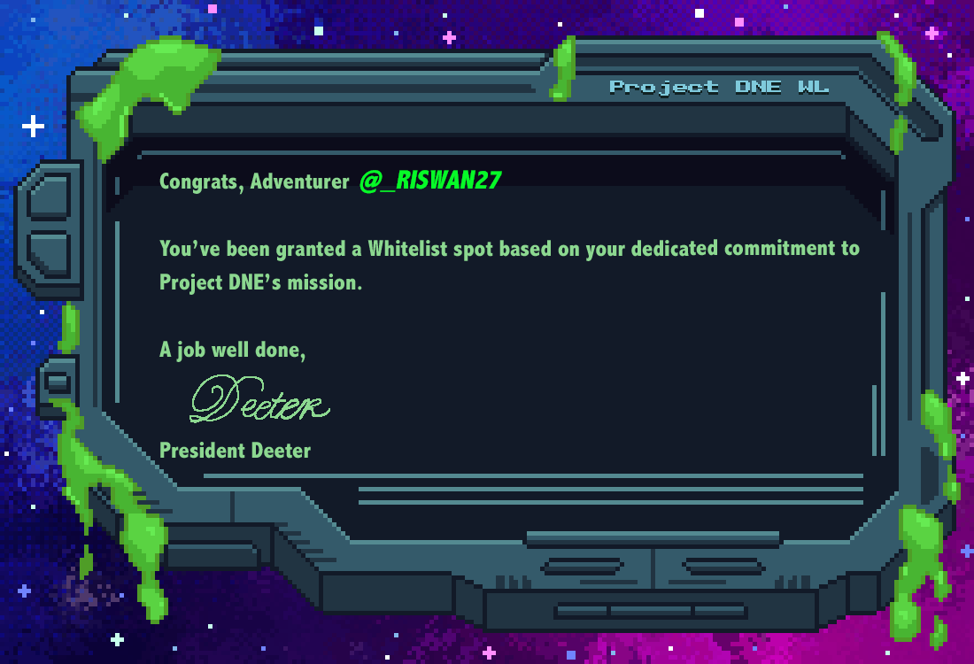 Congrats, <a href="/_RISWAN27/">RISWAN</a>! Cannot wait to meet you. Make sure to share your transmission with other curious Adventurers like yourself!