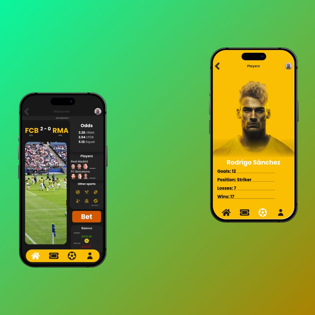Avoid_Design's tweet image. Today I made a design for a Soccer betting app.⚽🥅 As usual I have done it in Figma.👨‍💻 I hope you like it.😊 See you next time.👋