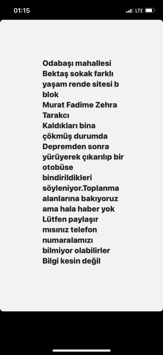 giuak's tweet photo. @OguzhanUgur @Ahbap_Hatay @haluklevent @AFADHatay odabaşı mahallesi farklı yaşam rende sitesi. Lütfen yardım edin bir bilgi lütfen https://t.co/XajwuK64p5