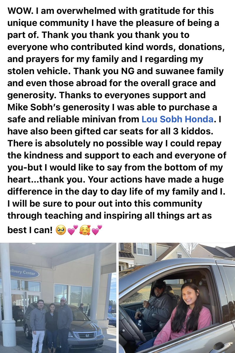 NG_Dalton's tweet photo. For anyone out there who was following this story⦠Alex and her family now have a car! God is good! So many hands involved in this act of kindness #NGnation @GDPsports https://t.co/rHBCKzYHp0
