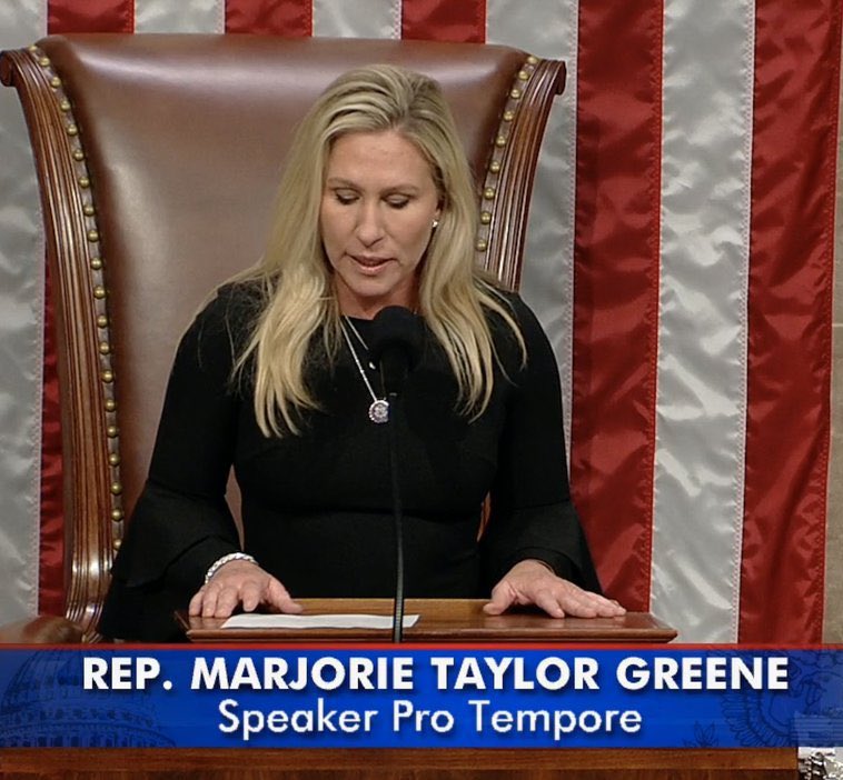 Less than a year ago, Marjorie Taylor Greene spoke at a white nationalist conference. Republicans just elevated her to presiding over the House of Representatives.