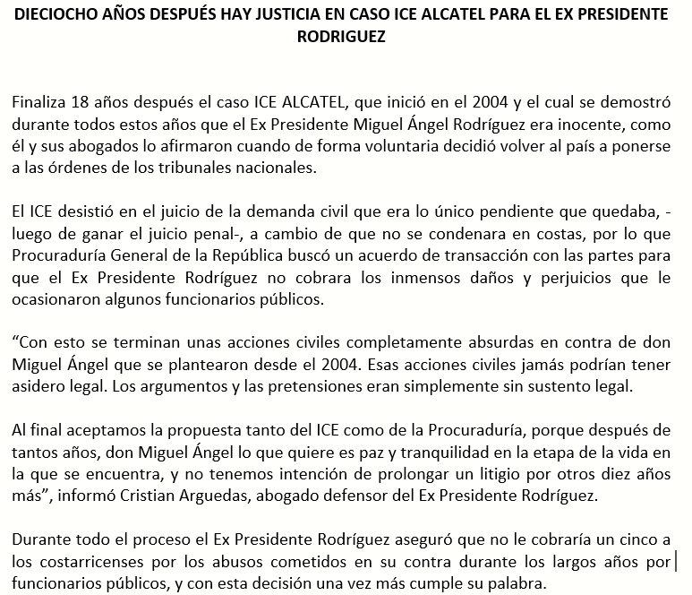 Por fin despues de tanta injusticia y con todos los resultados favorables para mí, terminá la persecución del caso ICE Alcatel en mi contra