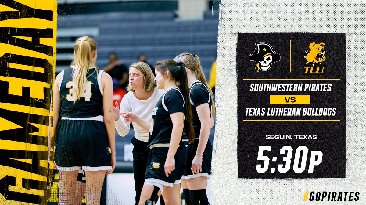 Southwestern Pirates (@supirates) on Twitter photo #GAMEDAY | <a href="/SUPiratesWBB/">Southwestern Women’s Basketball</a>
🆚<a href="/TLUwbb/">TLU Women’s Basketball</a>
⏰5:30 PM
📍 Seguin, Texas
📺tinyurl.com/ycntca8u
📊tinyurl.com/ycntca8u #GAMEDAY | <a href="/SUPiratesWBB/">Southwestern Women’s Basketball</a>
🆚<a href="/TLUwbb/">TLU Women’s Basketball</a>
⏰5:30 PM
📍 Seguin, Texas
📺tinyurl.com/ycntca8u
📊tinyurl.com/ycntca8u