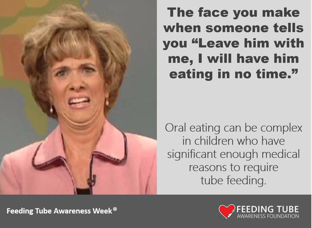 It can be frustrating for families to be told someone else can get their child to eat easily. But this humour is good! <a href="/Sanj_Mahant/">Sanjay Mahant</a> <a href="/stephaniechu_RN/">Stephanie Chu</a> <a href="/juliecjgraham/">Dr. Julie Johnstone</a> #FeedingTubeAwarenessWeek #CanPaedFTAW