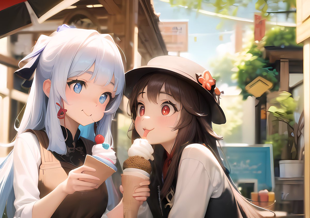 Hutapat's tweet photo. Hu Tao x Ayaka Sharing Ice Cream
#GenshinImpact  #胡桃 #原神 #神里綾華 #Ayaka #HuTao #AIart https://t.co/NXv1G9gzGj