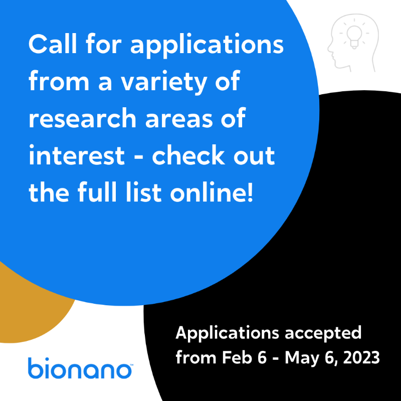 bionano's tweet photo. Announcing…#Bionano Innovator Research Grant! Accepting applications: FEB 6 – MAY 6. Unlock the power of comprehensive genome SV detection to make new scientific breakthroughs using #OGM! 5 Winners – Amazing Prizes – Become a #BionanoInnovator, Read More: https://t.co/nFp2XVocr4