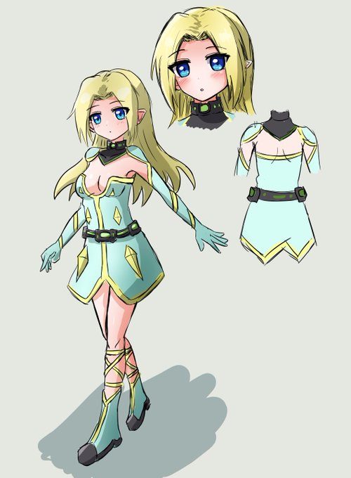 イヴちゃんちょっと手直し ほか
おでこかわいいキャラにしたいけどけっこうむずい

あんまり感情豊かなタイプではない雰囲気です。ゲームのボイスも息づかいに近い掛け声や(えっちな)被ダメボイスがメインになる予定 