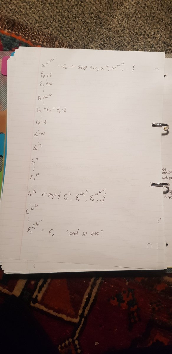 cambtweetmaths's tweet photo. today in logic in set theory (every good story starts with that) we counted the ordinals. here are the ones we wrote down. we kept going for 20 minutes. https://t.co/88K61bgaHK