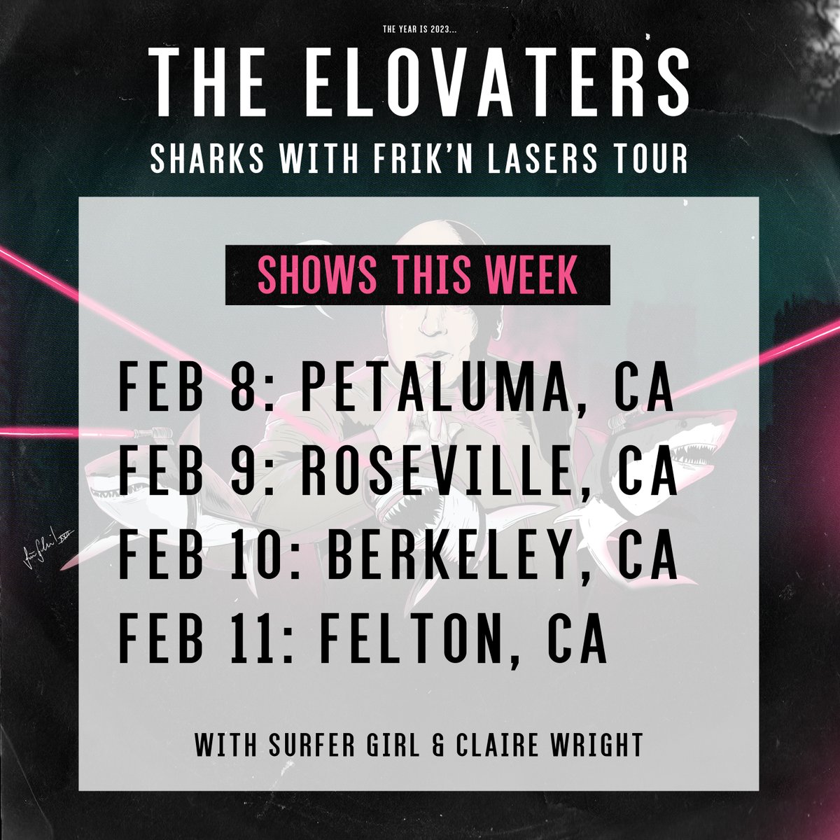 TheElovaters's tweet photo. Swimming into week 2 of the Sharks With Lasers Tour 🦈
Tickets 👉 Link in bio
📸: @alexandrazlaur
#theelovaters #sharkswithfrickenlasers #tour #concert #livemusic #allherfavoritesongs #AHFS #california #nevada #arizona #utah #colorado https://t.co/UpTUmi58nT