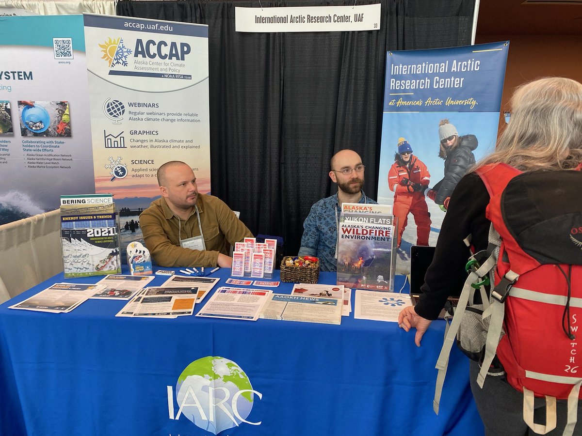 IARC_Alaska's tweet photo. We're at the Alaska Forum on the Environment! We hope to see you there! Stop by our table to say hi 👋! We've got #ClimateStripes stickers and our new report Alaska’s Changing Arctic Energy Issues and Trends. https://t.co/1vo3hwQXnH