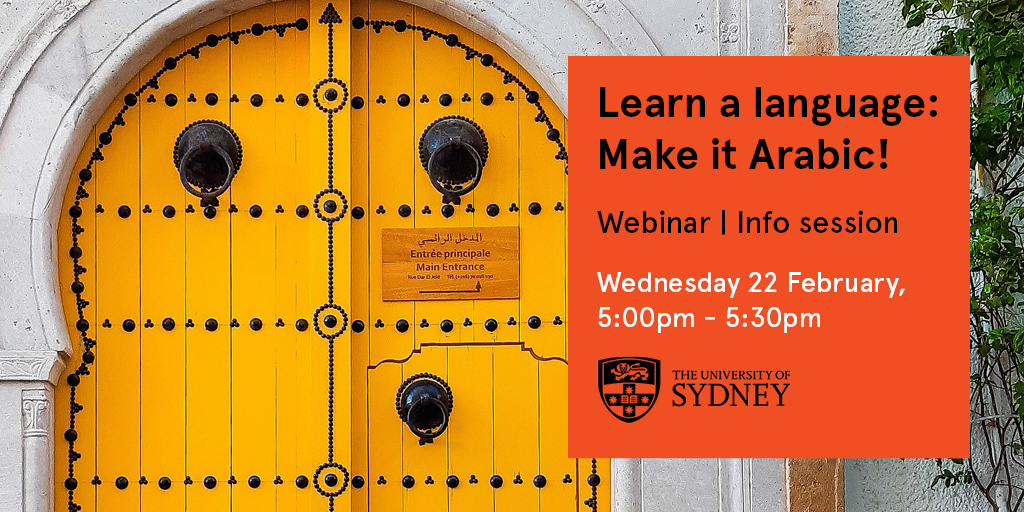 USydSLC's tweet photo. 🌏 Knowing another language is increasingly vital. In a special webinar for high schoolers, meet Dr Nadia Selim @arabicwithnadia for a taste in Arabic and our AV-rich classes ⚡️ 22 Feb, 5pm. Register: https://t.co/ZadBLUZOJC

More about #LanguagesatSydney: https://t.co/riwoD6E6pl https://t.co/LkhmrL2J8b