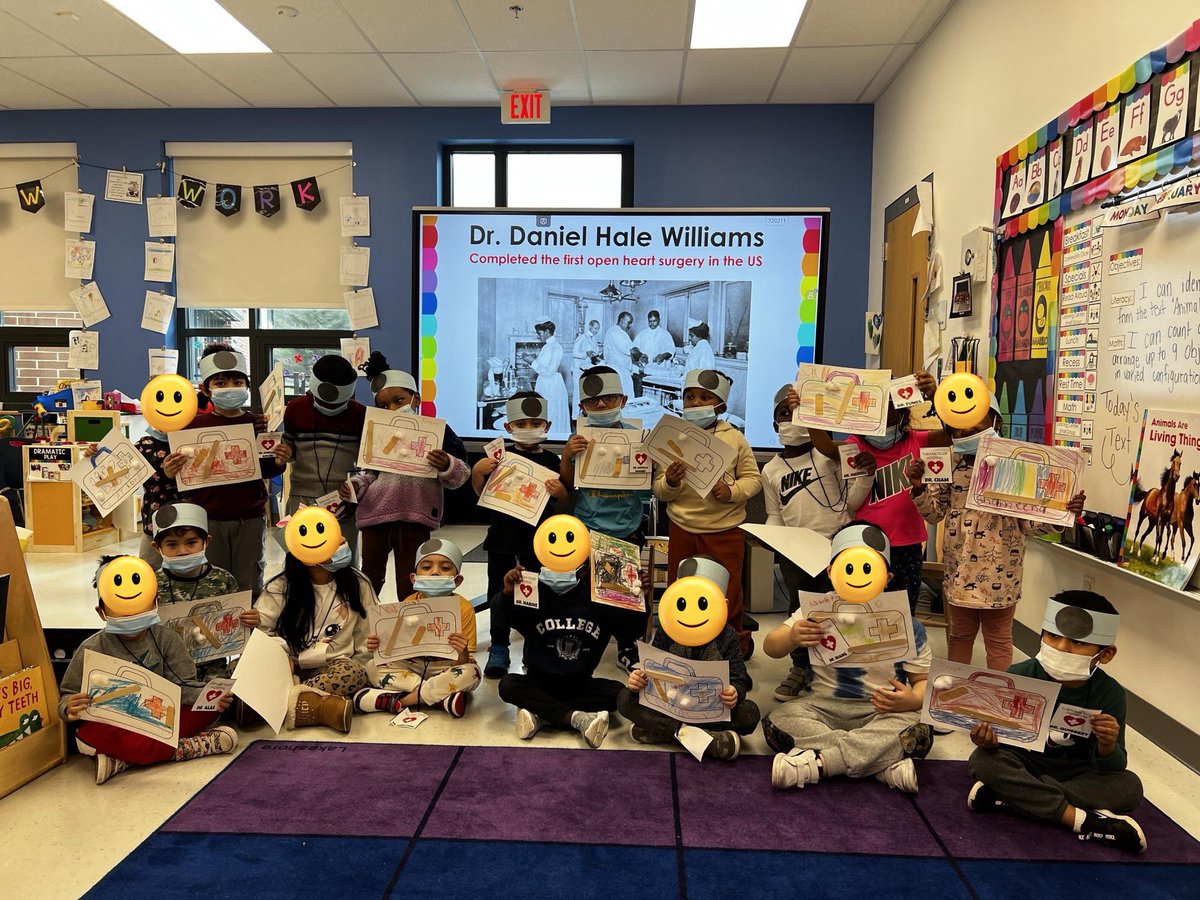 HarrietTubmanES's tweet photo. In honor of Black History Month, our PreK class learned about Dr. Daniel Hale Williams- who completed the first open heart surgery in the US! Students made Tubman hospital badges, surgical masks, doctor bags, and headband lights to assist in surgery! Great work @MsBreWharton🩺💙 https://t.co/hcjZ08Uo0A
