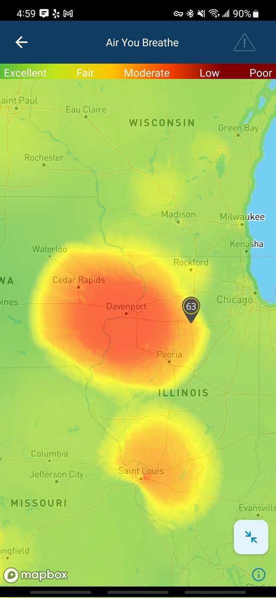 cjaythinks's tweet photo. @iowasnewsnow Do you know anything about these air quality readings over Iowa and Illinois? https://t.co/JOj01PeabX