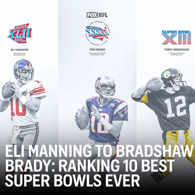 NFLonFOX's tweet photo. #SuperBowlLVII has all the ingredients to be a classic, but the Eagles and Chiefs have a lot to live up to when they meet in Arizona on Sunday.

@RalphVacchiano ranks the 10 greatest Super Bowls ever played ⬇️