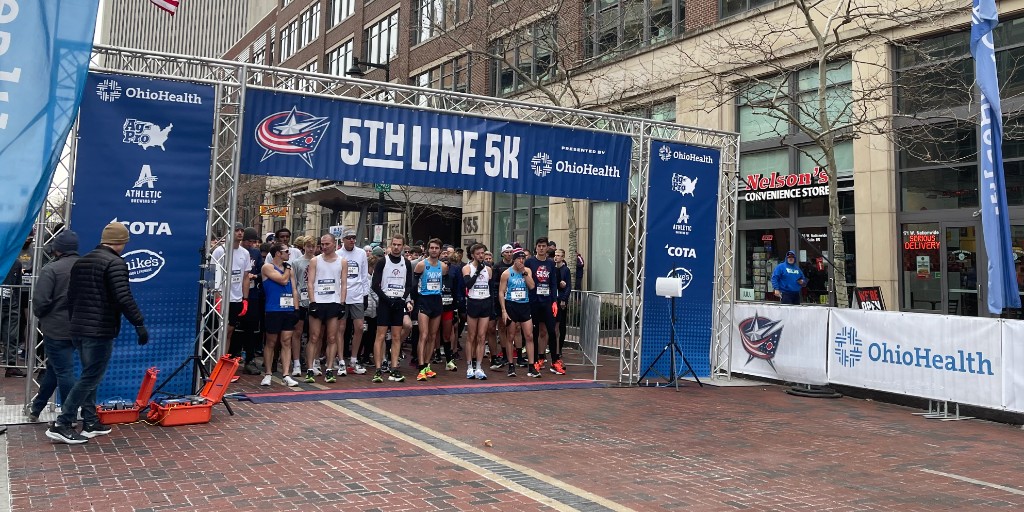 OhioHealth's tweet photo. #5thLine - You really rocked it during yesterday's #5thLine5k! Congrats on a job well done! π #GiveEmHealth @M3SSports @BlueJacketsNHL https://t.co/K3Mng8t8KH