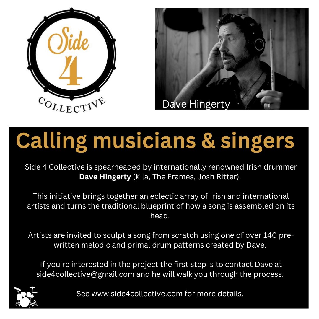 For more information about my Side 4 Collective project, check out linktr.ee/side4collective

Any questions, just drop me a message!

#side4collective #drummerlife #musiccollective #musiccollaboration #musiccollab #songwriter #songwriting #songwritingchallenge #independentmusic