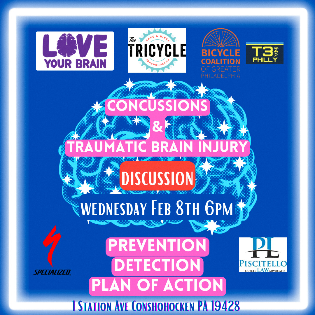Check out an event on 2/8, at 6 pm. <a href="/CadenceYouth/">BikeCoalitionYouth</a>  will host at the @Tricyclebikeshop to raise awareness on concussions &amp; TBIs. Attorney, Joe Piscitello will speak on avoiding crashes. Register for the event here!  Space is limited so register today! bit.ly/3XaEcm3