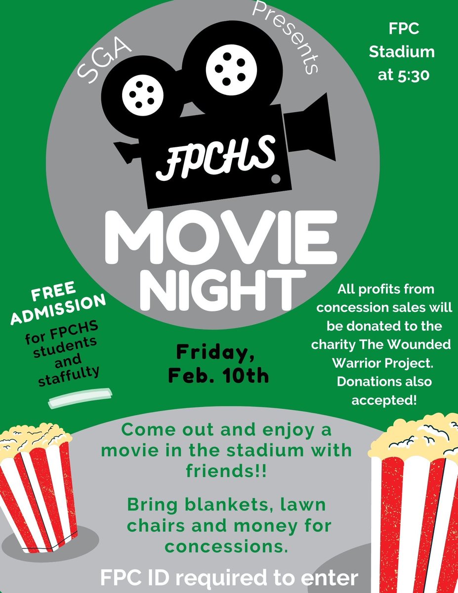 Hope to see you this Friday for Movie Night! <a href="/FPCSGA/">FPC SGA</a> <a href="/FlaglerSchools/">FlaglerSchools</a>