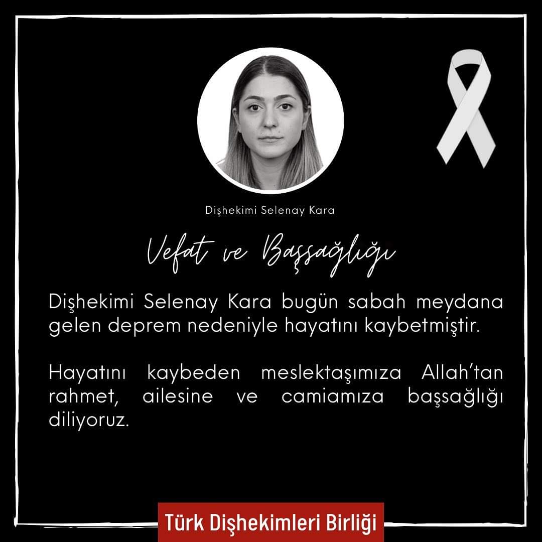 VEFAT VE BAŞSAĞLIĞI 

#türkdişhekimleribirliği #turkdishekimleribirligi #diş #sağlık #dişhekimi #tdbhaber #tdbd #dişhekimliği #tdböğrencikolu #fdi #acımıztarifsiz #Kahramanmaraş #Pazarcık #Kilis #Diyarbakır #Adana, #Osmaniye #Gaziantep #Şanlıurfa, #Adıyaman #Malatya #Hatay