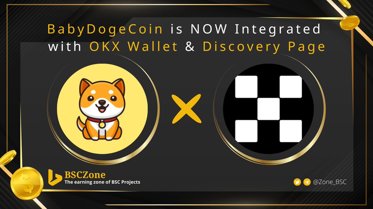Zone_BSC's tweet photo. 🎉 @babydoge is NOW Integrated with @okxweb3 @okx &amp; Discovery Page🔥

#BABYDOGE - a deflationary token designed to become more scarce over time

#OKX - Your portal to Web3 #Crypto wallet ⋅ #NFT world ⋅ #DApp access ⋅ #DEX Aggregator ⋅ Cross-Chain #Swap 

#BNB https://t.co/sUMIhQdFf9