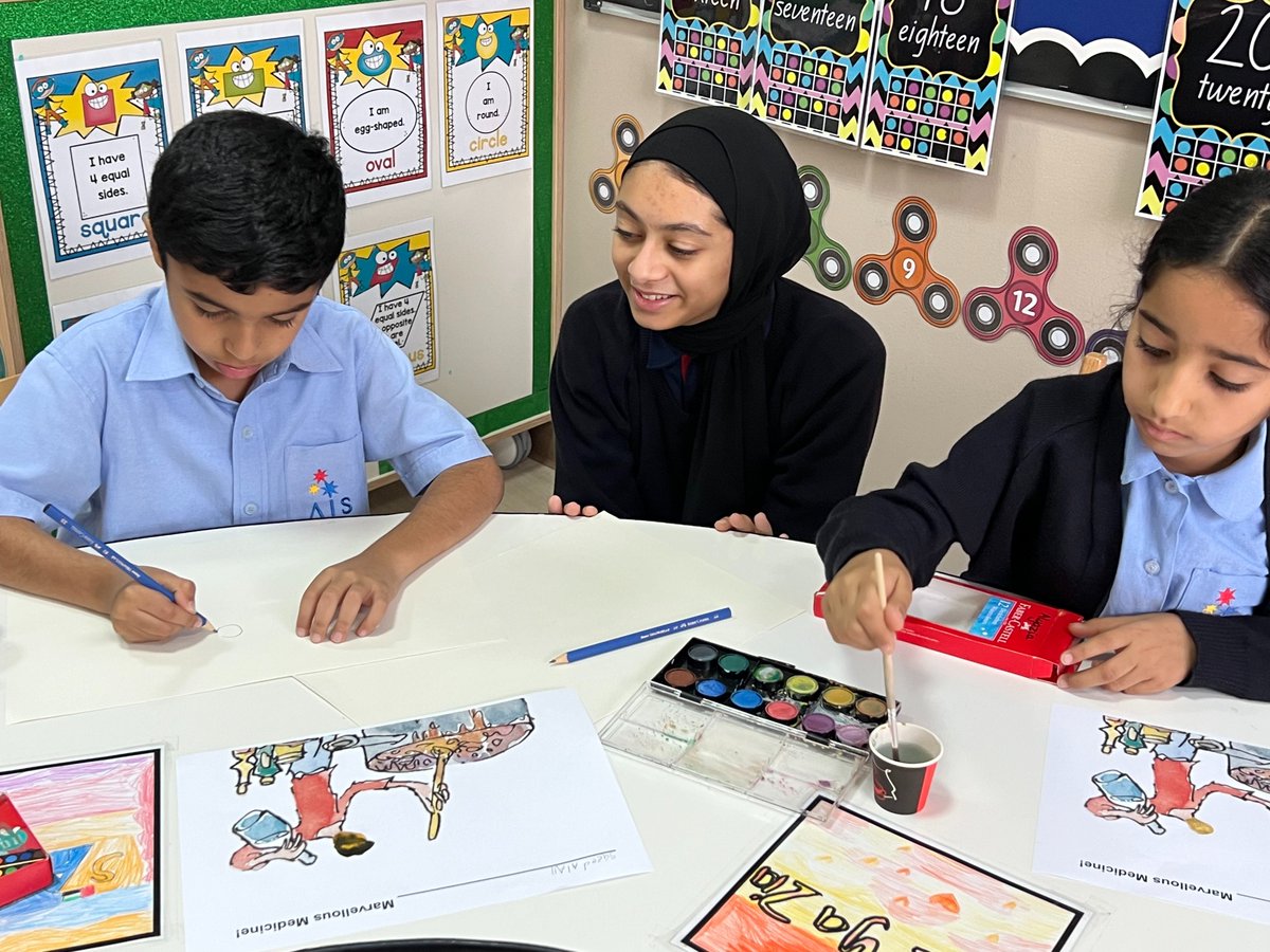 AIS_Grade2's tweet photo. Yesterday, grade 10 and 11 visual arts students visited grade 2 to teach them how to illustrate like Quinten Blake.🎨

#AISPrimarySch #AISGrade2 https://t.co/vfD4k843up