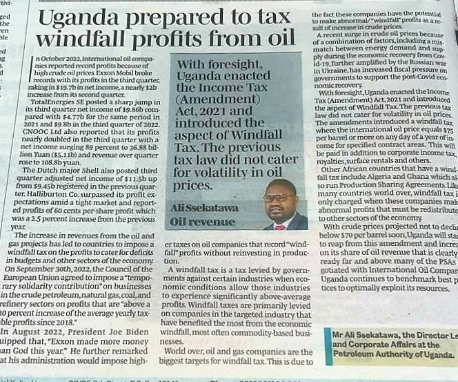 Uganda has a unique opportunity to use its oil and gas revenues to fund long-term development projects and improve the lives of its people. #EnergyForGood #SustainableEnergy
#FirstOil2025 
#Uganda 🇺🇬 

PS: In today's <a href="/DailyMonitor/">Daily Monitor</a>...