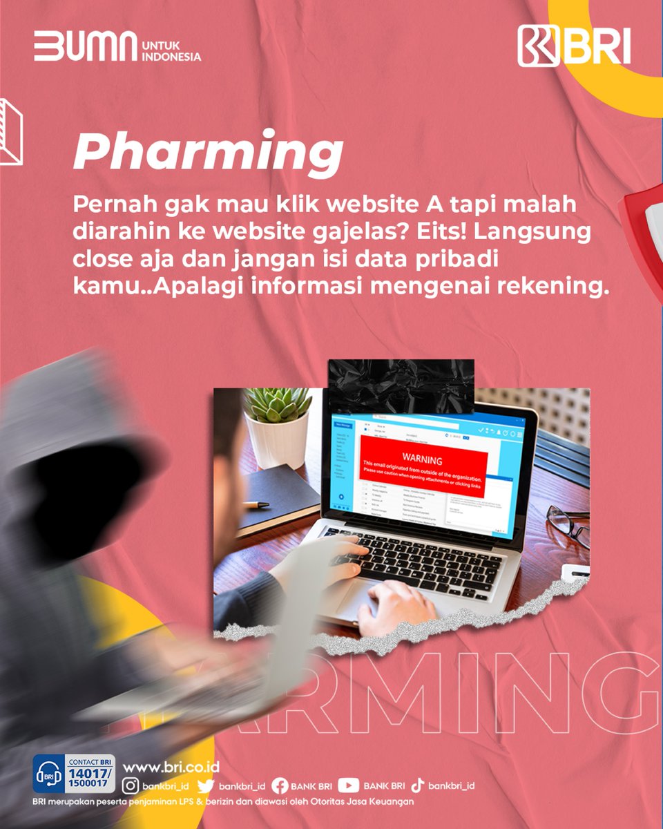 BANKBRI_ID's tweet photo. Waspadalah! Waspadalah!

Mimin mau spill 4 tipe modus kejahatan, supaya kamu bisa lebih aware, dan terhindar dari modus-modus kejahatan.

#BRI #BRIEdukasi https://t.co/UWWRbVgbQl