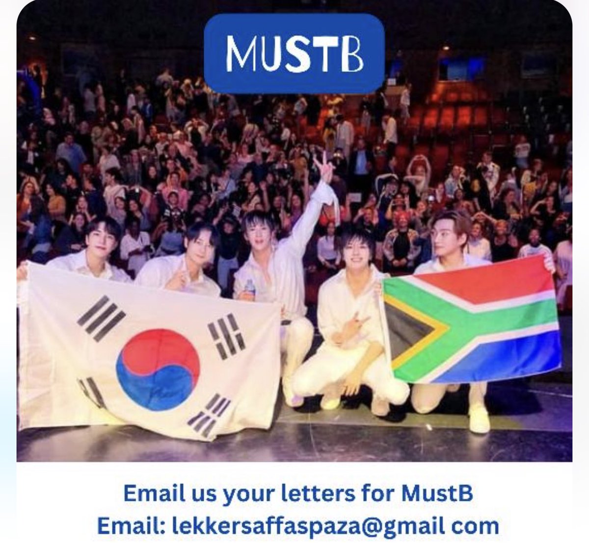 Muffins…want to send a personal message to MustB? Here’s your opportunity 💌

@lekkersaffaspaza will be interviewing MustB and have offered to take along you letters/messages for MustB🥰

Send your emails to lekkersaffaspaza@gmail com.📧

#MustB #LettersOfLove #LekkerSaffaSpaza