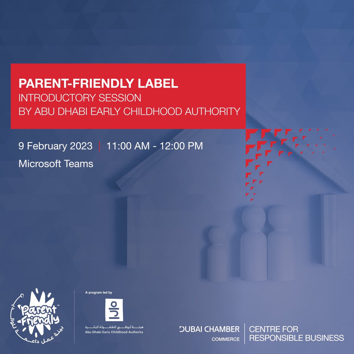 DxbChamberComm's tweet photo. الخميس: بادر بالانضمام إلى ندوتنا الافتراضية القادمة بالتعاون مع هيئة أبوظبي للطفولة المبتكرة وتعرف على علامة الجودة لبيئة عمل داعمة للوالدين. للمزيد من المعلومات وللتسجيل، يرجى التواصل معنا على: responsiblebusiness@dubaichamber.com @Abudhabi_ECA @pfl_uae https://t.co/P4CirKa548