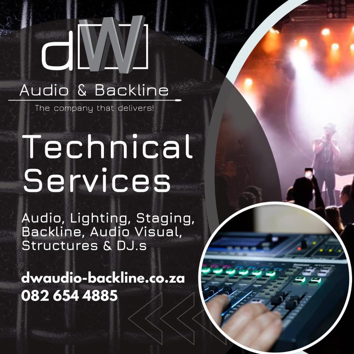dWAudio_'s tweet photo. ๐๐ ๐๐ฎ๐๐ข๐จ & ๐๐๐๐ค๐ฅ๐ข๐ง๐
The company that delivers!
Contact us today !
๐ฑ 082 654 4885
๐ง accounts@dwaudio-backline.co.za
https://t.co/aG8HxbF31b
#dwaudio #dwaudiobackline #audio #lighting #staging #structures #backline #audiovisual #av #dj #technical https://t.co/sLeGUn7bAB