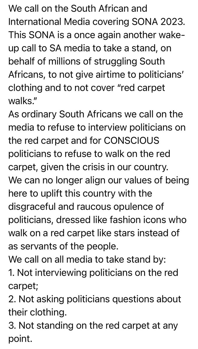 Lorenzo Davids (@urbanlo) on Twitter photo A call to the media houses covering SONA.
<a href="/eNCA/">eNCA</a> <a href="/Newzroom405/">Newzroom Afrika</a> <a href="/SABCNews/">SABC News</a> <a href="/TheCapeArgus/">Cape Argus</a> <a href="/News24/">News24 🇿🇦</a> <a href="/METROFMSA/">METROFM SABC</a> <a href="/CapeTalk/">CapeTalk on 567AM</a> <a href="/Radio702/">702</a> <a href="/Die_Burger/">DieBurger</a> <a href="/CapeTimesSA/">Cape Times</a> A call to the media houses covering SONA.
<a href="/eNCA/">eNCA</a> <a href="/Newzroom405/">Newzroom Afrika</a> <a href="/SABCNews/">SABC News</a> <a href="/TheCapeArgus/">Cape Argus</a> <a href="/News24/">News24 🇿🇦</a> <a href="/METROFMSA/">METROFM SABC</a> <a href="/CapeTalk/">CapeTalk on 567AM</a> <a href="/Radio702/">702</a> <a href="/Die_Burger/">DieBurger</a> <a href="/CapeTimesSA/">Cape Times</a>