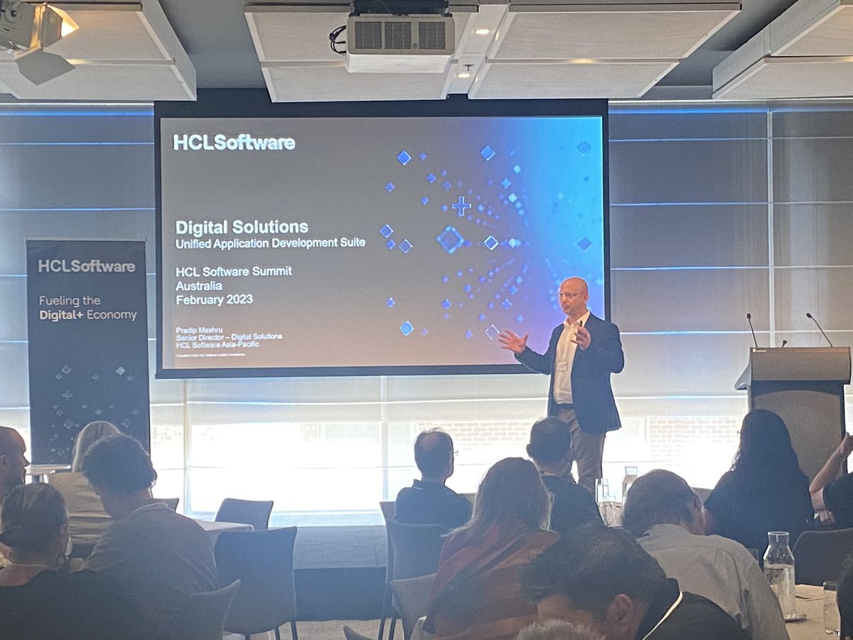 StephanieHeit's tweet photo. All about Digital Solutions with Pradip Mashru at our #hclsoftware summit #hcldomino #hclleap #hclvoltmx #hclsametime https://t.co/pfpVQ0Vaz0