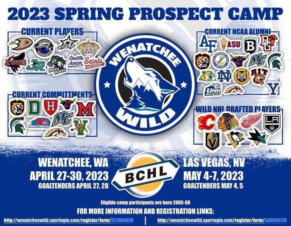 CORubberHockey's tweet photo. Spots still remain for the @BCHockeyLeague’s @WenatcheeWild1 Spring Prospect Camps coming up in April and May!
 
Wenatchee registration: https://t.co/Hf5I9wR0ck
 
Las Vegas registration: https://t.co/GXX5Ic524S https://t.co/ig9qtjm0qK