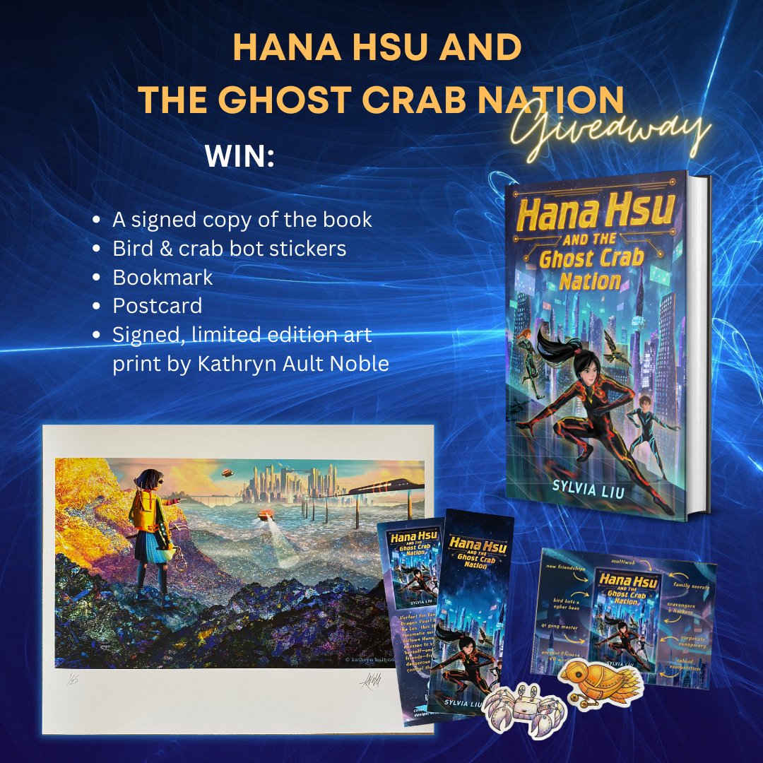 Hi all! Popping in briefly for #MGBookChat. 

For anyone who's interested, my MG scifi, HANA HSU AND THE GHOST CRAB NATION is on a blog tour this week. Check it out and win a signed copy, swag & an amazing fine art print from Kathryn Ault Noble: bit.ly/CGgvwy