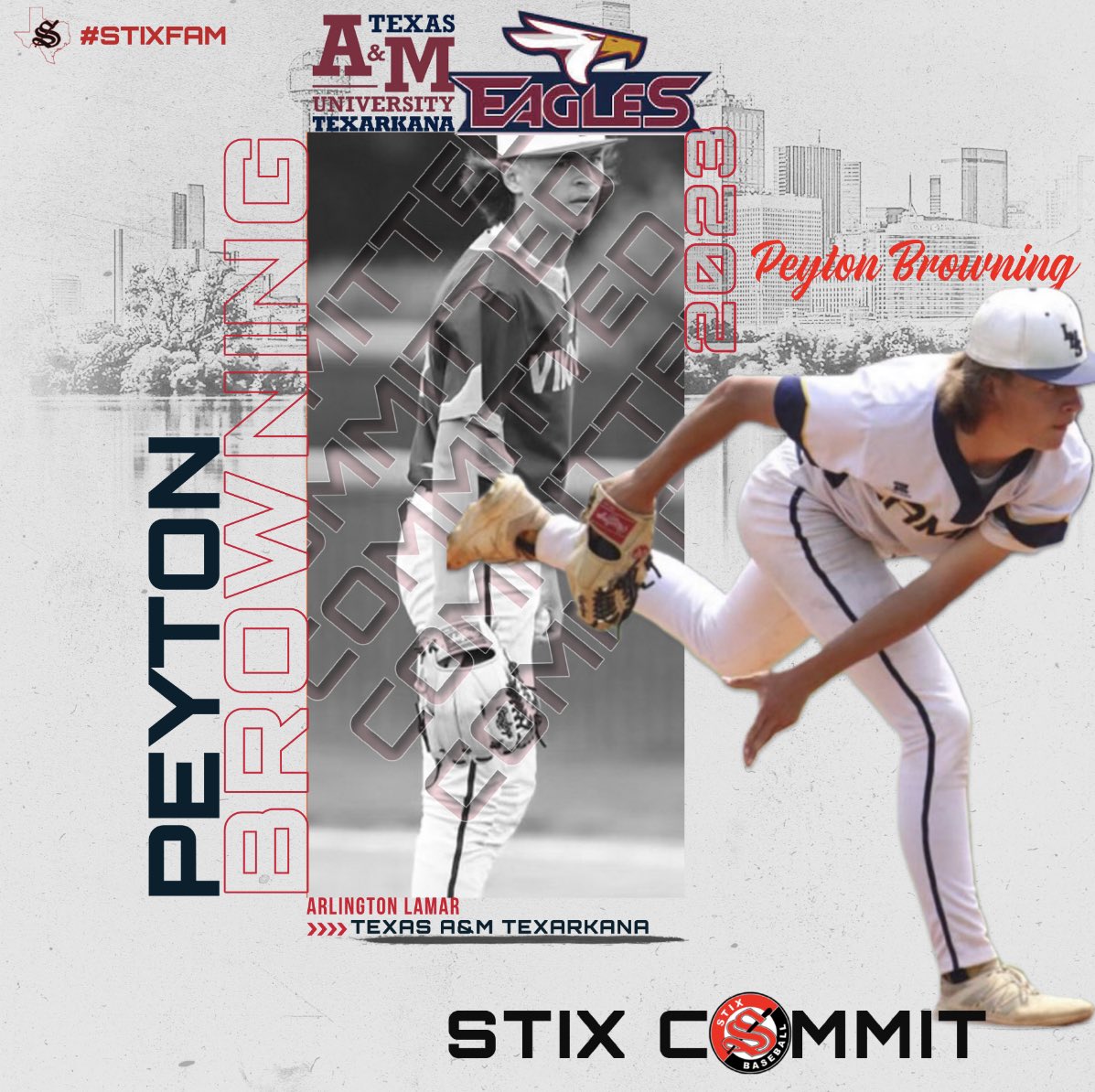 Congratulations to <a href="/p_browning16/">Peyton Browning</a> browning on his Commitment to <a href="/TAMUT_Baseball/">TAMUT Baseball</a> !

#STIXCOMMIT | #STIXFAM