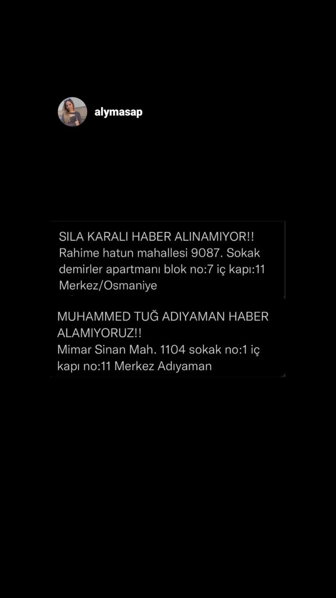 Acil yardım  #AdıyamanYardımBekliyor #OsmaniyeDeprem #hatayyardimbekliyor #malatyadeprem #adanadeprem