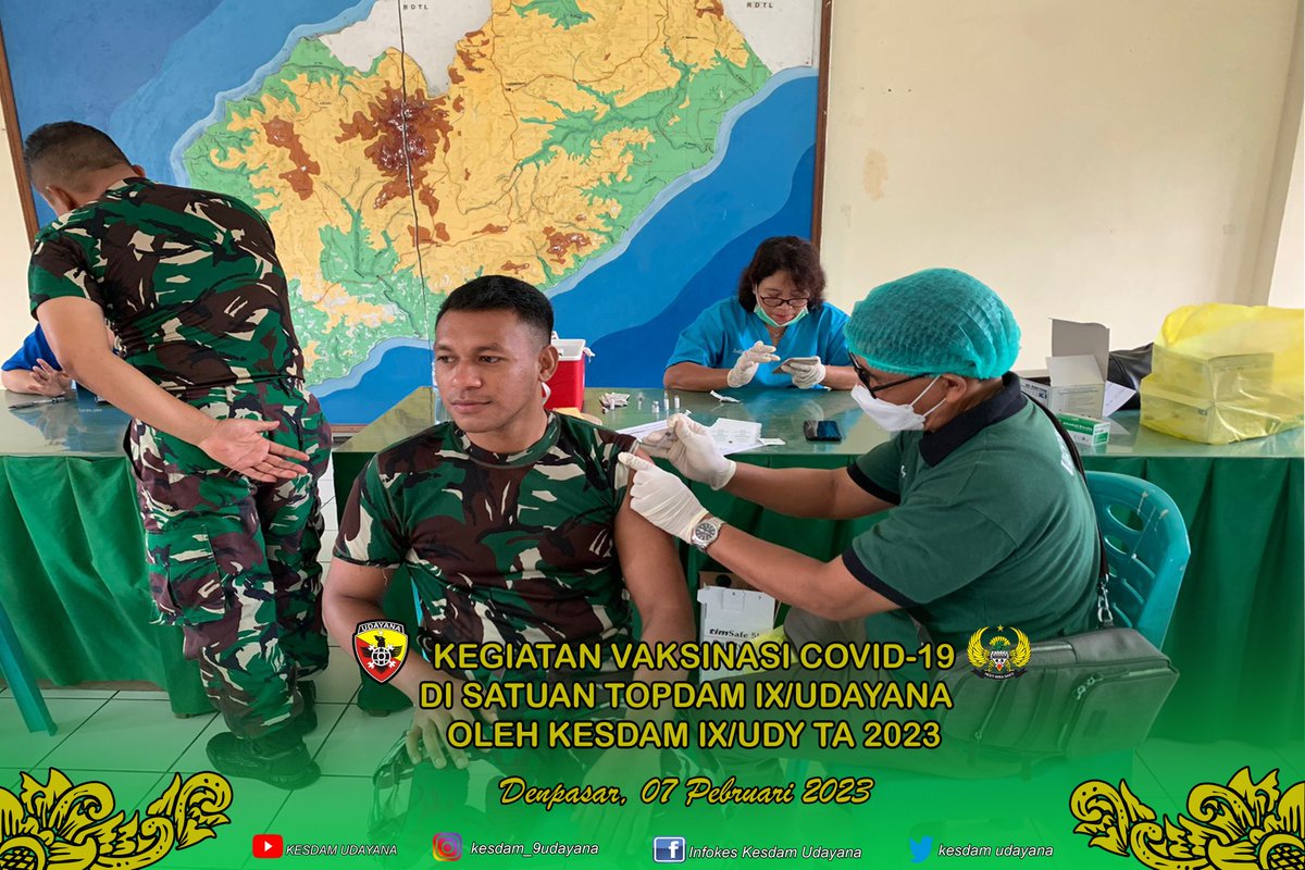 Kesdam9Udayana's tweet photo. Infokesdam IX/Udayana_ Denpasar
Pada Hari Selasa 07 Februari 2023 Kesdam IX/Udayana beserta Rumkit TK II Udayana Melaksanakan Vaksinasi Covid-19 Di Topdam  IX/Udy
#Kesdam IX/Udayana
#Rumkit TK II Udayana
#Tim Vaksinator Kesdam IX/Udy
#Tim Vaksinator Rumkit TK II Udy https://t.co/cMsCqSZLwW