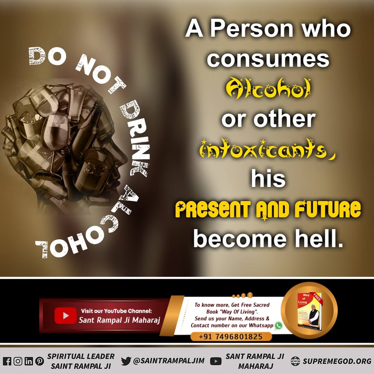 A Person who consumes Alcohol or other intoxicants, his PRESENT And FUTURE become hell.
#StopDrinkingAlcohol