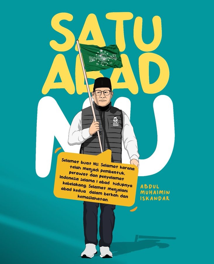 A_FauziFawaz's tweet photo. Refleksi 100 tahun-Proyeksi 100 tahun kedua; Tasyakur atas usia 100 tahun Nahdlatul Ulama, Doa untk NU untk terus berkiprah untk peradaban umat di indonesia dan dunia internasional. #SayaNUSayaPKB
#1AbadNU https://t.co/RWQTrlmvFE