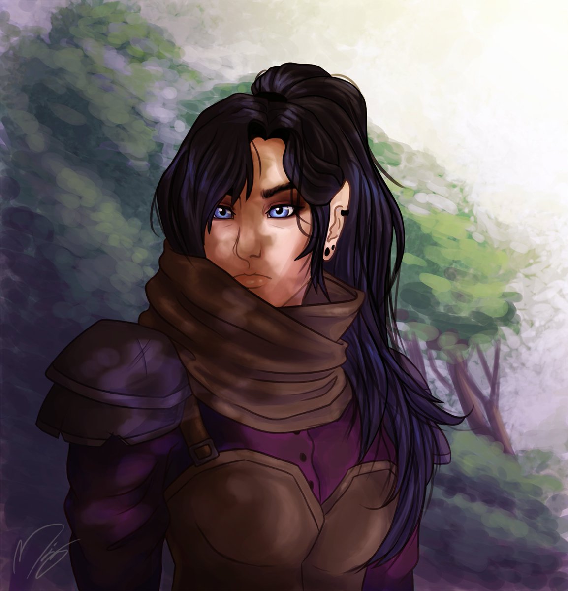 MissMeleni's tweet photo. Meghan Riviera, a half-elf rogue I created for a horror themed DnD campaign called Curse of Strahd. She eventually went on to become the Vampire lord Strahd's bride, and in a bittersweet ending, defeated him next to the coffin he imprisoned her in earlier on in the campaign. https://t.co/avel06Sfrm