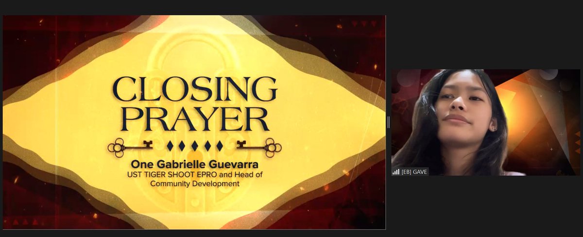 ustigershoot's tweet photo. [10:40] As we end this mystifying event, we have Mx. Gave Guevarra, TGS EPRO, to lead the closing prayer, asking for guidance as we finish uncovering inexplicable things together. 🤍

#TigerStage2023
#TheGambitsSecret
#TGSGeneralAssembly2023 https://t.co/UwSvYoFke6
