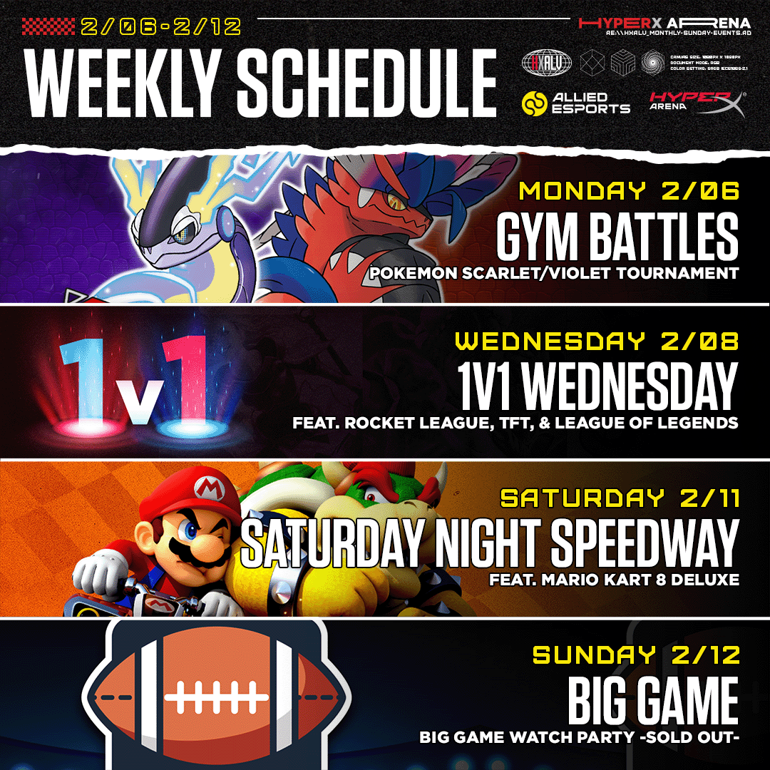 HyperXArena's tweet photo. Looking for something fun to do this week? 🧐 We got you! 🎉🍹
🔗 Sign up here https://t.co/xe9QTC8w0A
🎮️ Visit the HyperX Arena located in the Luxor Hotel!
#GamersLiveHere #VegasStrip #LasVegasThingsToDo #LuxorLV #GamingArena #LasVegasEvents https://t.co/mlfMBIRj94