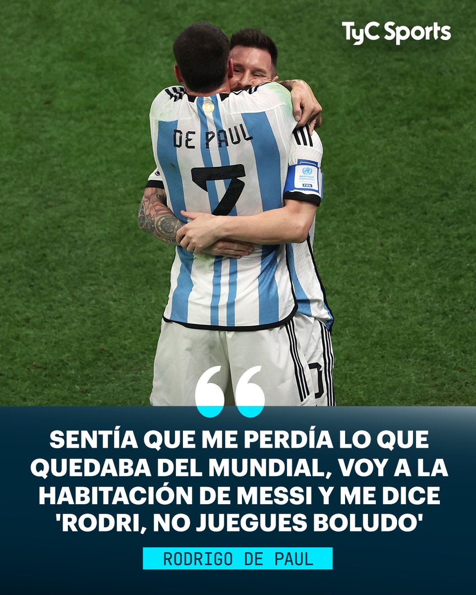 🇦🇷 LA PROMESA DE MESSI A DE PAUL ANTES DE PAÍSES BAJOS

El volante confesó la charla que tuvo con el 10: "En general sentía que me perdía lo que quedaba del Mundial, voy a la habitación de Messi y me dice 'Rodri, no juegues boludo'". 

SIGUE